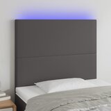 vidaXL LED posteljno vzglavje sivo 90x5x118/128 cm umetno usnje Cene