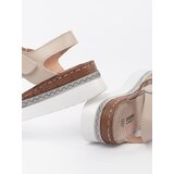 GOODIN Beige platform sandals with metallic embellishment | Shoptok.si