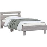vidaXL Posteljni okvir z vzglavjem siva sonoma 90x200 cm inž. les | Shoptok.si