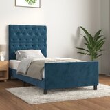 The Living Store Posteljni okvir z vzglavjem temno moder 80x200 cm žamet - Posteljni Okvir Z Vzglavjem, (21490735) | Shoptok.si
