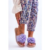Kesi Women's suede slippers with Giorgia purple decoration Cene