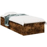 vidaXL Posteljni okvir dimljeni hrast 90x200 cm inženirski les | Shoptok.si