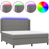 Maison Chic Box spring postelja - Vzmetna postelja z vzmetnico LED temno siva 180x200 cm blago SL15283, (21902086) | Shoptok.si