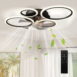 HOMCOM stropni ventilator z lučjo jeklo, plastika 77D x 55Š x 13,5V cm črno, (5000238763) | Shoptok.si