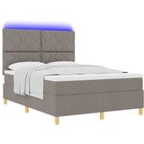  LED Box Spring Krevet Sivo-smeđa 140 x 190 cm tkanina | shoptok.hr
