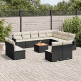  13-dijelni set vrtnih sofa s jastucima poliratan crni | shoptok.hr
