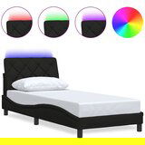 vidaXL Posteljni okvir z LED brez vzmetnice Črna 90x190 cm Tkanina, (21791393) Cene