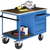 eurokraft pro Delovna miza, pomična, nosilnost 500 kg, s štirimi predali, DxŠxV 1150 x 700 x 900 mm | Shoptok.si