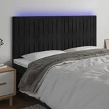 vidaXL LED uzglavlje crno 160x5x118/128 cm baršunasto