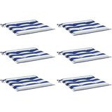  Jastuci za vrtne stolice 6 kom plavo-bijeli 40x40x4 cm tkanina | Shoptok.si