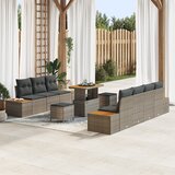 vidaXL 10-delni vrtni kavč set z blazinami siva poly ratan acacia | Shoptok.si