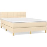  Box spring postelja z vzmetnico krem 140x200 cm blago, (20894372) | Shoptok.si