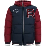 WE Fashion Zimska jakna mornarsko plava / karmin crvena / bijela
