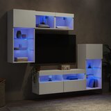  5-dijelni zidni TV elementi s LED bijeli od konstruiranog drva | shoptok.hr