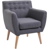 HOMCOM Sodobno oblikovan fotelj za dnevno sobo z nasloni za roke iz lesene tkanine 68 × 58,5 × 76 cm svetlo sive barve, (20745122) Cene