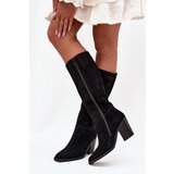Zazoo Suede Thigh High Boots With Zipper Black Lissara | ePonuda.com