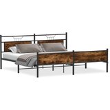 Metalni Kovinski posteljni okvir brez vzmetnice dimljen hrast 200x200cm, (21791130) | Shoptok.si