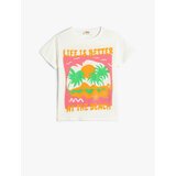 Koton T-Shirt Short Sleeve Crew Neck Summer Theme Print Detailed Cotton Cene