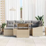 vidaXL 7-dijelni set vrtne sofe s jastučićima, bež poli ratan | shoptok.hr