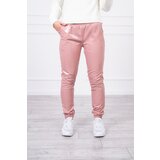 Kesi Double-layer trousers with navy pink velour Cene