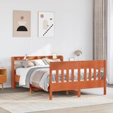 Maison Chic Posteljni okvir - Dvoposteljna postelja - Zakonska postelja brez vzmetnice voščeno rjav 140x190 cm borovina-J13403, (21772540) | Shoptok.si