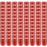 vidaXL stekleni kozarci z rdečimi pokrovi 96 kosov 230 ml | Shoptok.si