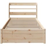 vidaXL Posteljni okvir z vzglavjem 90x200 cm trdna borovina | Shoptok.si