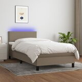 vidaXL Box spring postelja z vzmetnico LED taupe 90x190 cm blago Cene