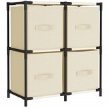 Ormarić za pohranu s 4 platnene košare krem 63x30x71 cm čelični | Eponuda.com