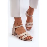Kesi Women's high-heeled sandals made of eco leather Sergio Leone beige | shoptok.hr