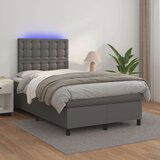  Box spring postelja z vzmetnico LED siva 120x200cm umetno usnje, (20789877) Cene