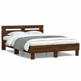 vidaXL Okvir za krevet s uzglavljem i LED boja hrasta 120x190 cm | shoptok.hr