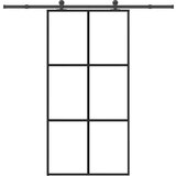 vidaXL Drsna vrata z opremo ESG steklo in aluminij 102x205 cm | Shoptok.si