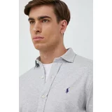 Polo Ralph Lauren Pamučna košulja za muškarce, boja: siva, regular, s klasičnim ovratnikom