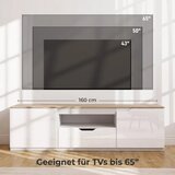  Niski TV ormarić visoki sjaj za TV do 65 3 pretinca ladica 160 x 38 x 43 cm prirodno drvo | shoptok.hr