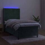  Box spring postelja z vzmetnico LED tem. zelena 100x200cm žamet | Shoptok.si