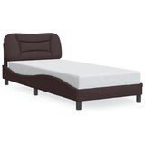 Maison Chic Posteljni okvir - Enojna postelja - Postelja za odrasle z LED lučkami temno rjav 90x190 cm tkanina, (21696486) | Shoptok.si