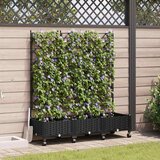  Vrtni saksija s rešetkom i kotačima 3 kom. Crna PP - Crna 120 x 40 x 125 5 cm s kotačima | shoptok.hr