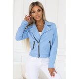 numoco basic 481-3 Suede biker jacket with long sleeves and zippers - light blue | Shoptok.si