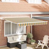 vidaXL Ročna retraktibilna tenda v zeleni in rumeni barvi 350x250 cm | Shoptok.si
