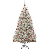 vidaXL Umestno božično drevo Zelena in Bela 180 cm PVC in kovina | Shoptok.si