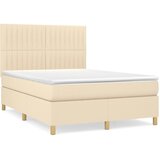  Krevet s oprugama i madracem krem 140x200 cm od tkanine | shoptok.hr