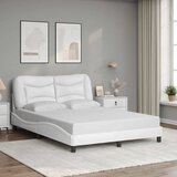 Maison Chic Posteljni okvir - Dvoposteljna postelja - Zakonska postelja z vzglavjem bel 140x190 cm umetno usnje-J15640, (21771952) | Shoptok.si