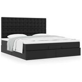 vidaXL Otomanski posteljni okvir z vzmetnico črn 160x200 cm um. usnje | Shoptok.si