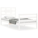 The Living Store Posteljni okvir z vzglavjem bel 100x200 cm trden les - Posteljni Okvir, (21523552) | Shoptok.si