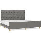 The Living Store Posteljni okvir z vzglavjem temno siv 200x200 cm blago - Posteljni Okvir Z Vzglavjem, (21528585) | Shoptok.si