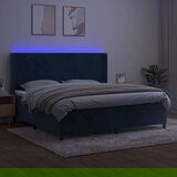  Box spring s madracem LED tamnoplavi 200x200 cm baršun | shoptok.hr
