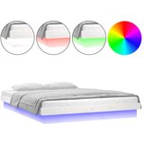 Maison Chic LED Posteljni okvir - Dvoposteljna postelja - Zakonska postelja bel 150x200 cm trden les, (21692399) Cene