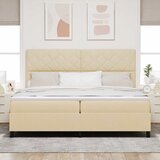  Krevet s opruga kutije s uzglavljem Krema 200 x 200 cm tkanina | shoptok.hr