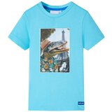 vidaXL Otroška majica s kratkimi rokavi turkizna 128 | Shoptok.si